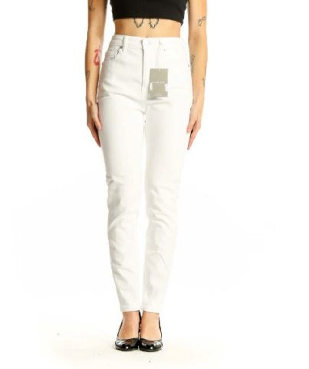 Everlane Women's Stretch High Waist Ankle Skinny Jeans Pockets White Size 25